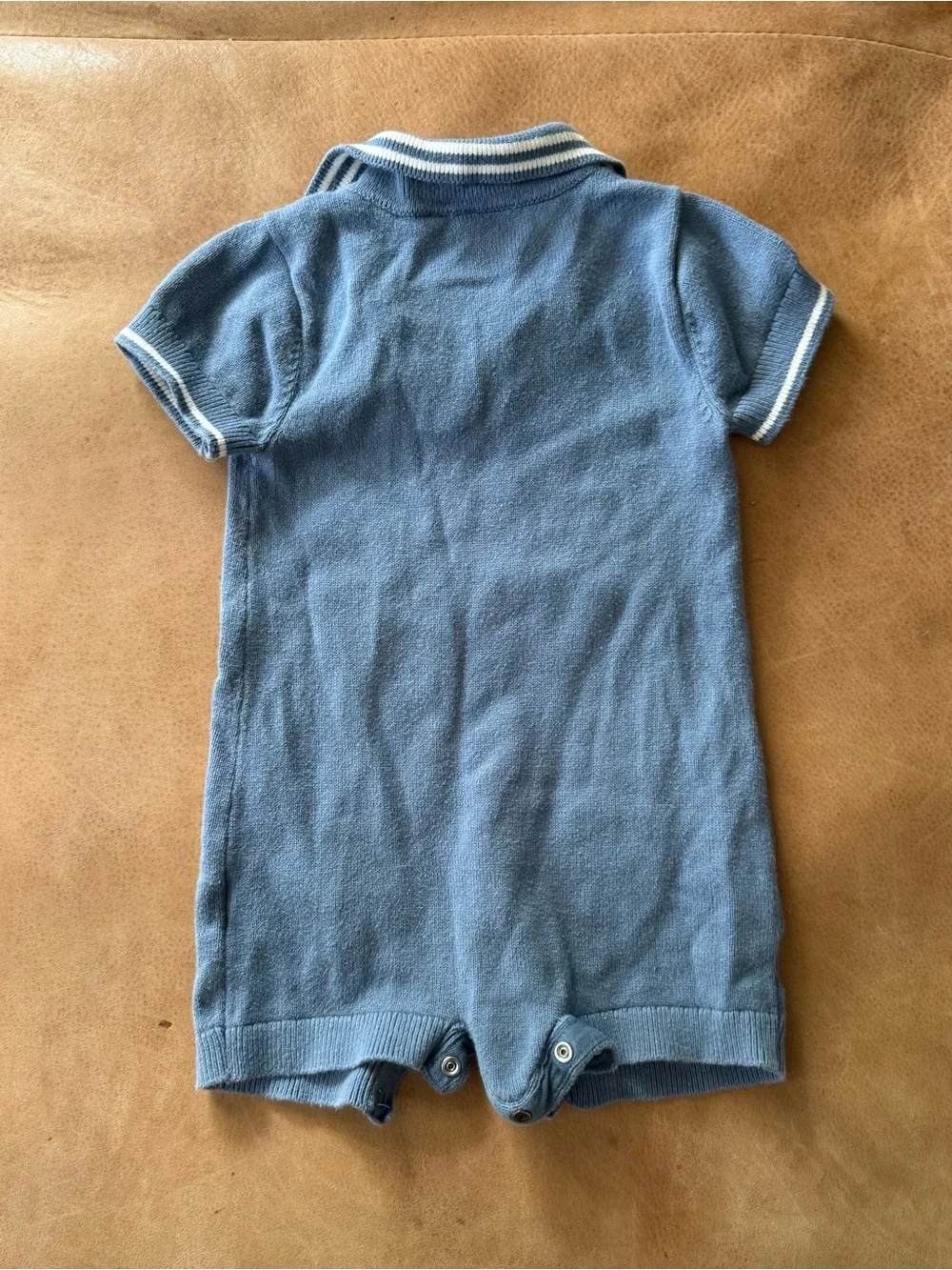 babyGap Blue Cotton Knit Polo Romper One-Piece Short Sleeve Snap 18-24M